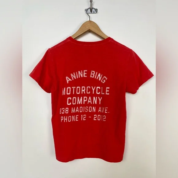 Anine Bing The Levy Tee Motorcycle Club Crew Baby Tee Size Medium Single Stitch - Picture 2 of 14